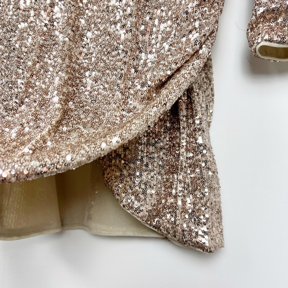 NWT GENERATION LOVE Miley Sequin Faux Wrap Sequin Mini Dress in Champagne S - Picture 7 of 10